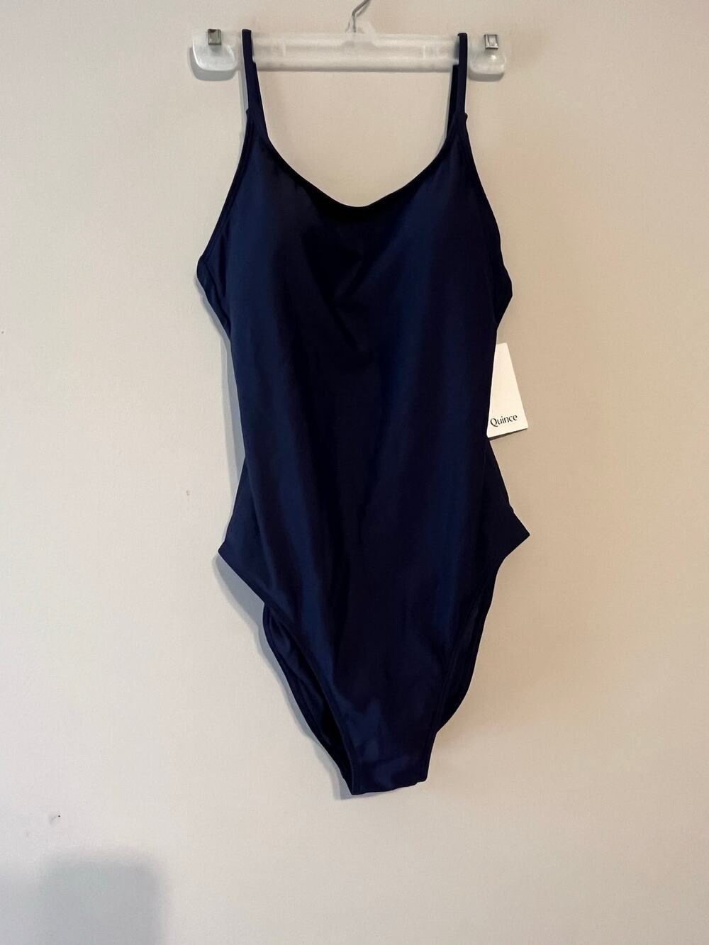 Quince Italian Cami One Piece Swimsuit in Deep Navy Blue Size S NWT!